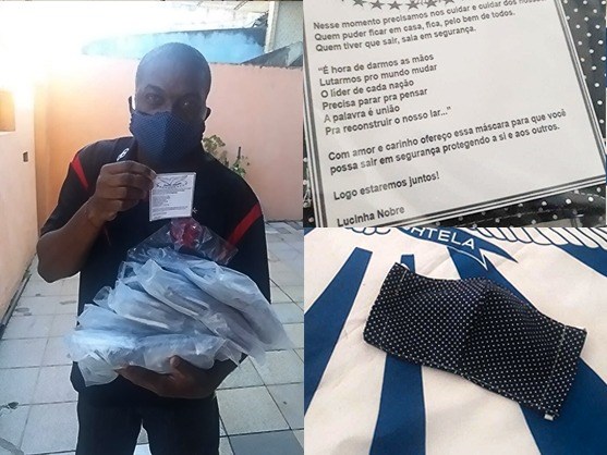 Porta-bandeira da Portela doa 100 máscaras de tecido a integrantes da escola